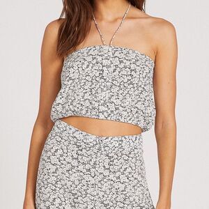 Volcom Women’s Black and White Floral Bae Bae Doll Tube Top Size XS or Medium